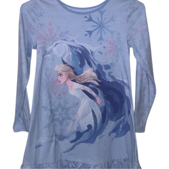 Disney Collection Frozen Elsa Winter Themed Long Sleeve Nightgown Girls 7/8 - Picture 2 of 5